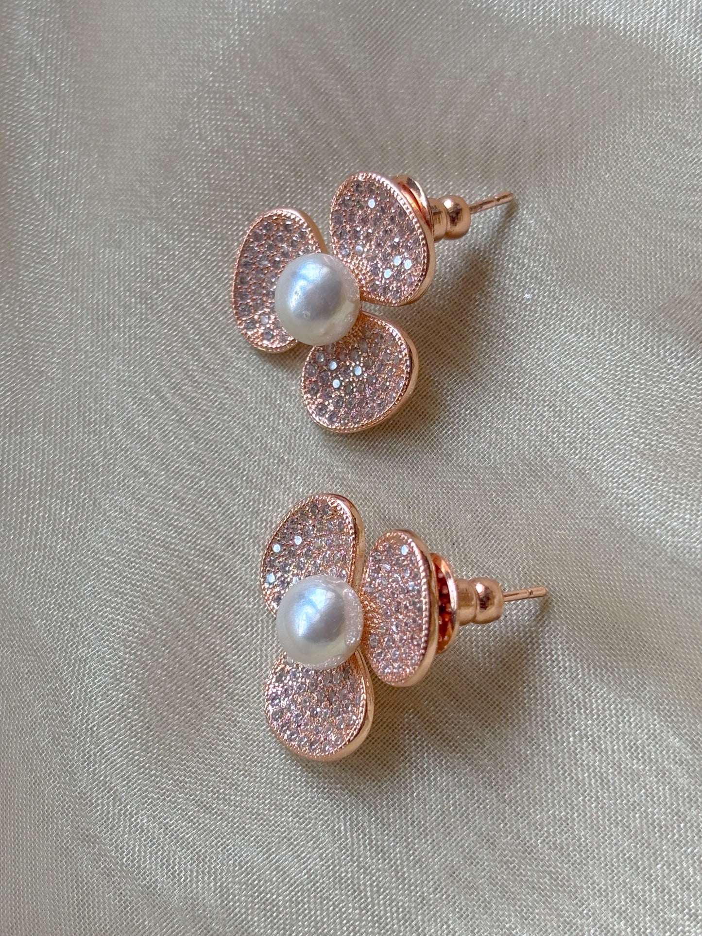 Pearl Blossom Rose Gold Studs