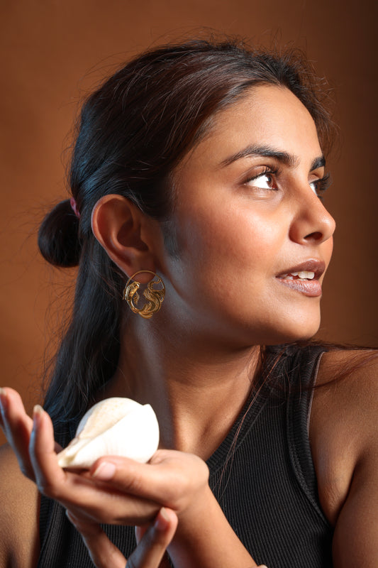 Golden Sacred Koi Halo Earrings