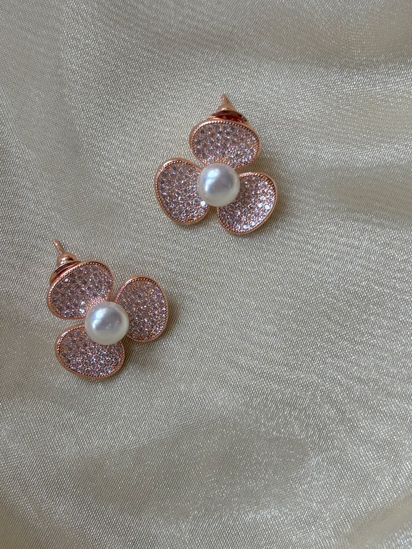 Pearl Blossom Rose Gold Studs
