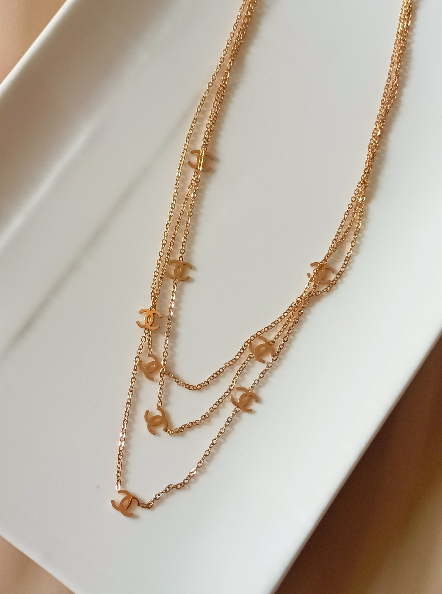 Chanel Logo Layers Necklace