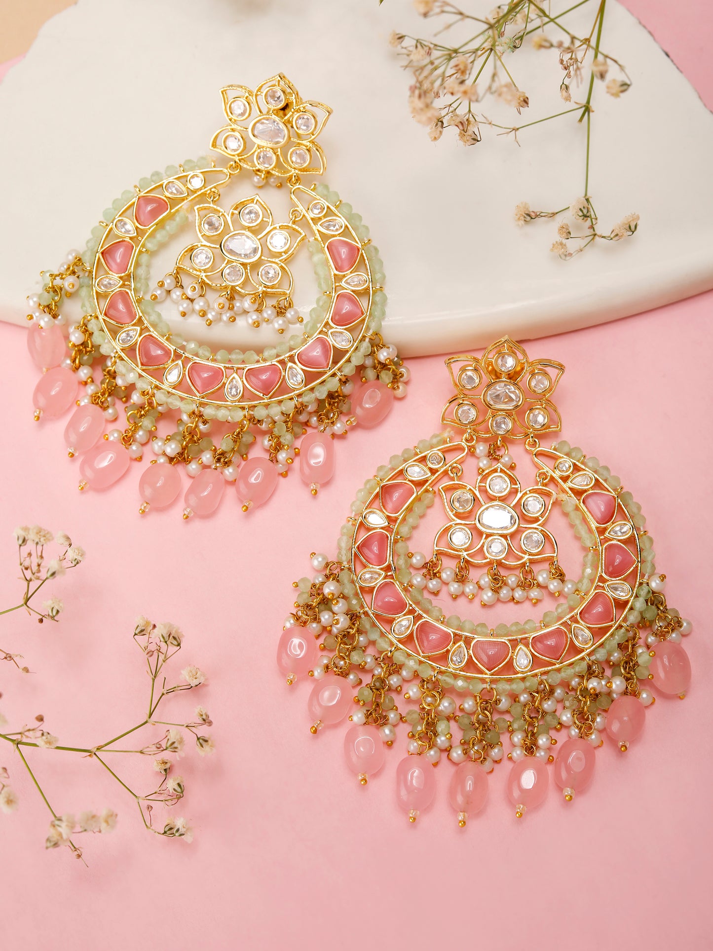 Pink Victorian Chandbali