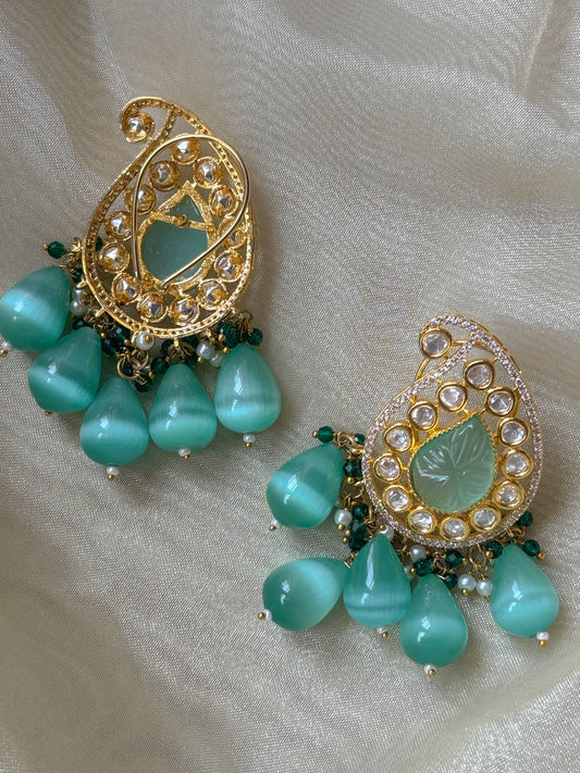 Aqua Teardrop Paisley Earrings