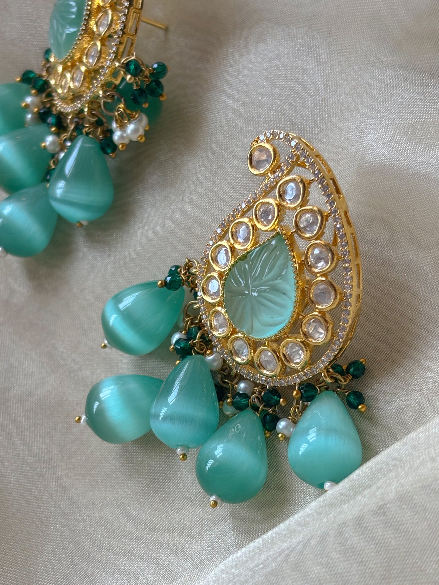 Aqua Teardrop Paisley Earrings