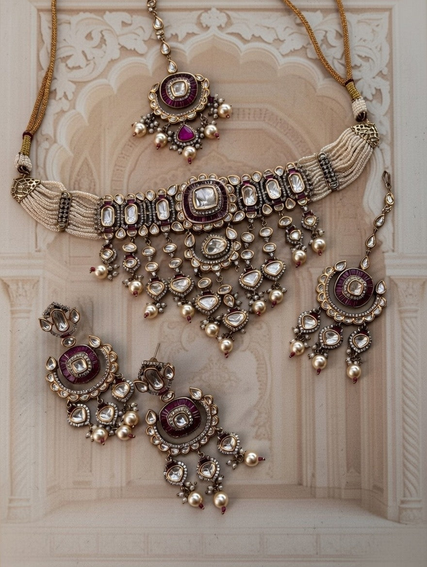 Rajvansh Pearl Kundan Bridal Set
