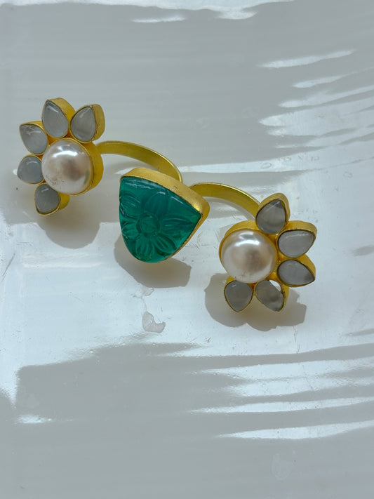 Jade Bloom Pearl Ring