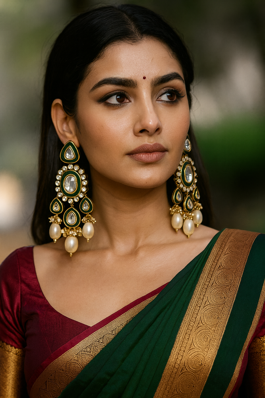 Rajwada Kundan Chandbali Earrings