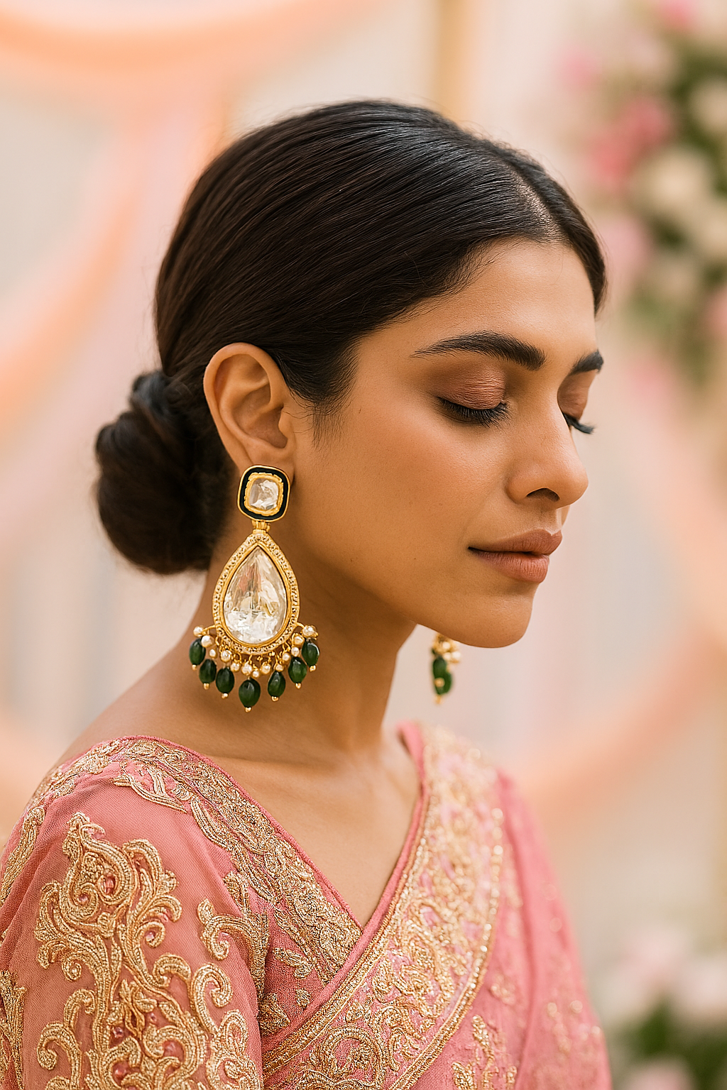 Emerald Celestial Kundan Earrings