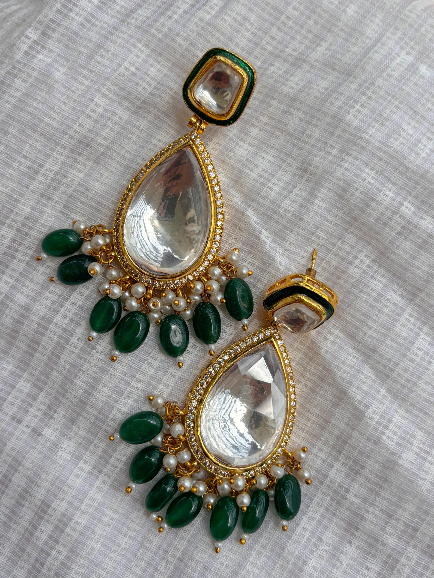 Emerald Celestial Kundan Earrings