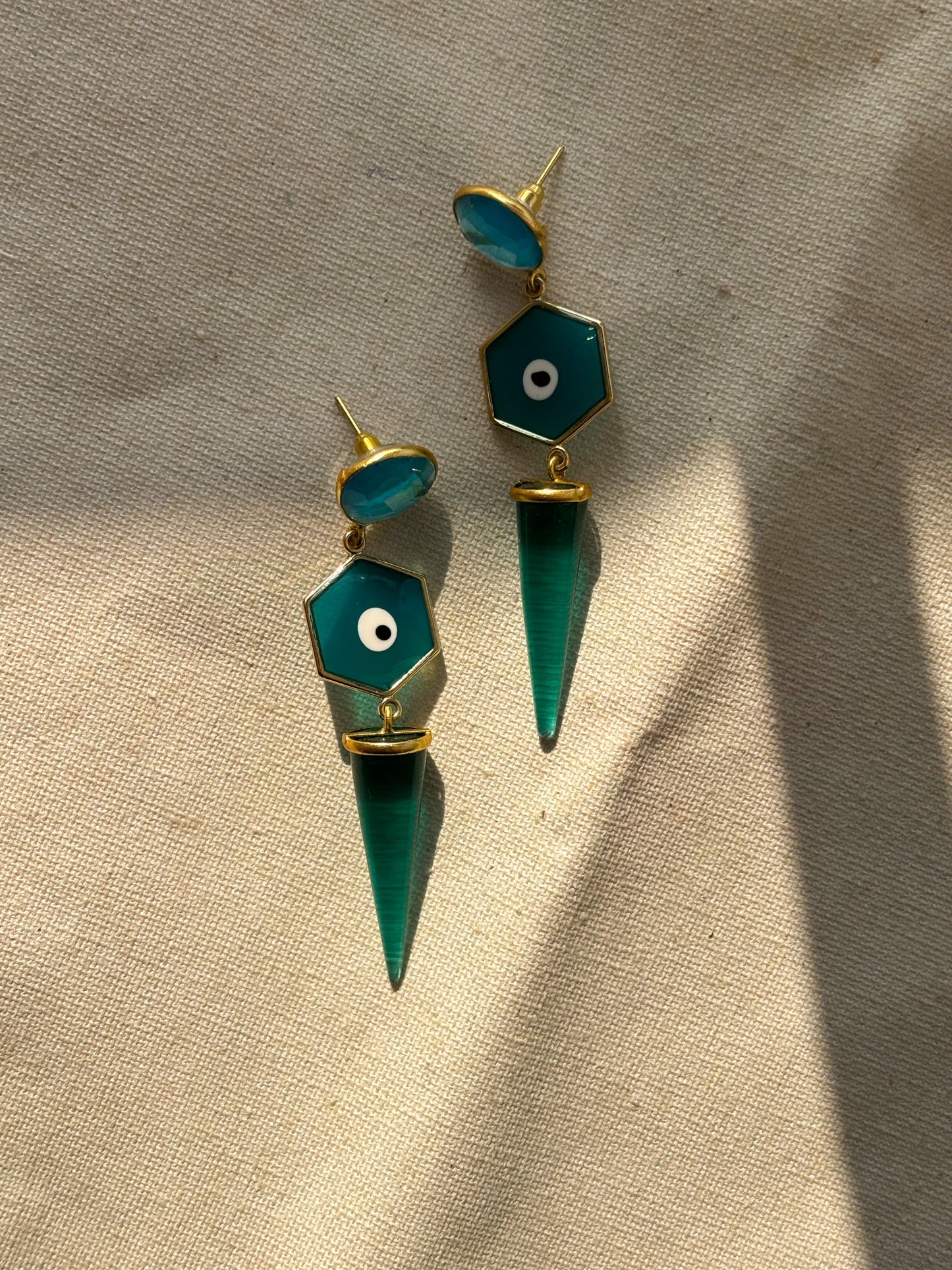 Forest Evil Eye Natural Stone Earrings
