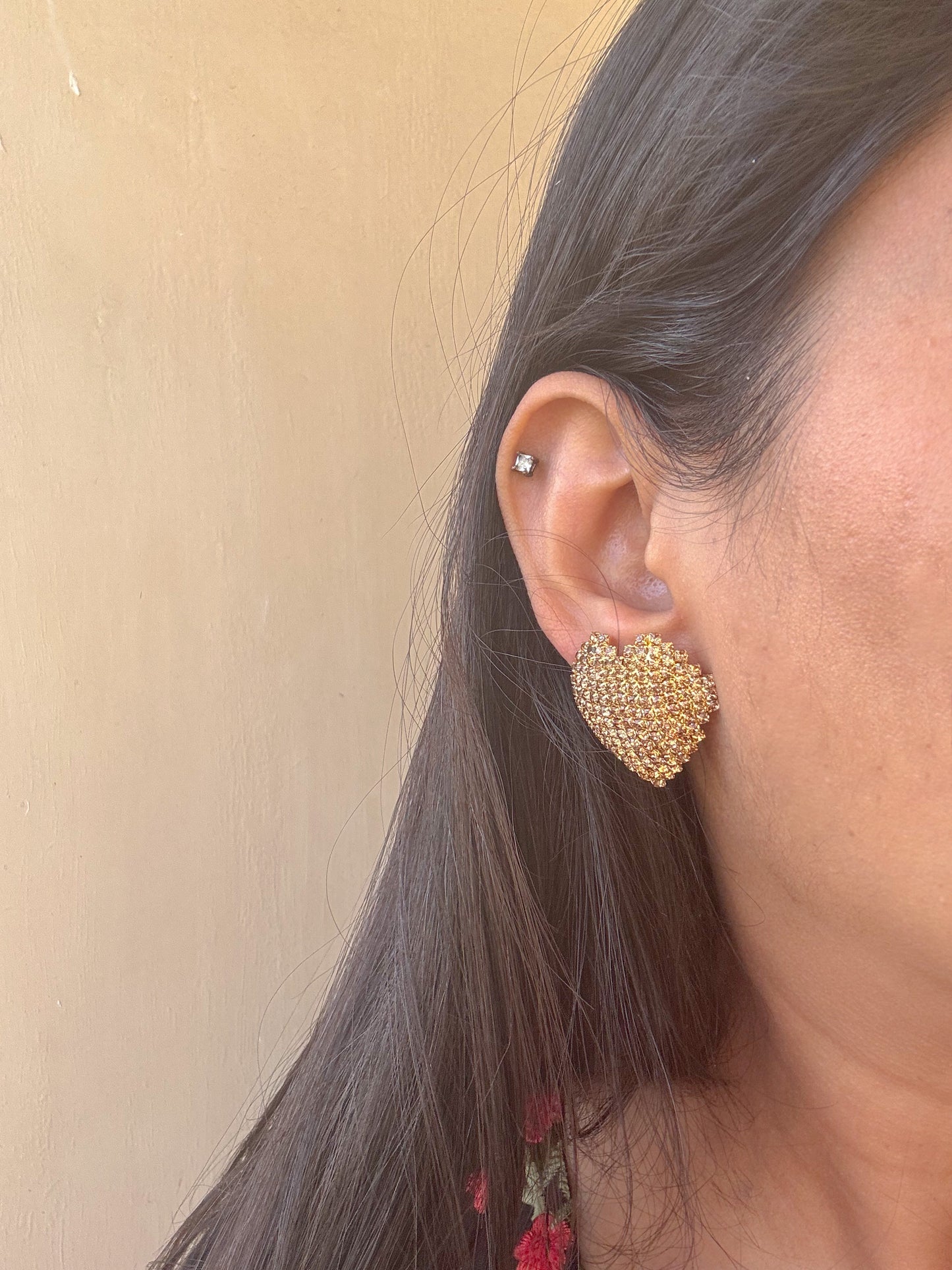 Golden Allure Heart Earrings