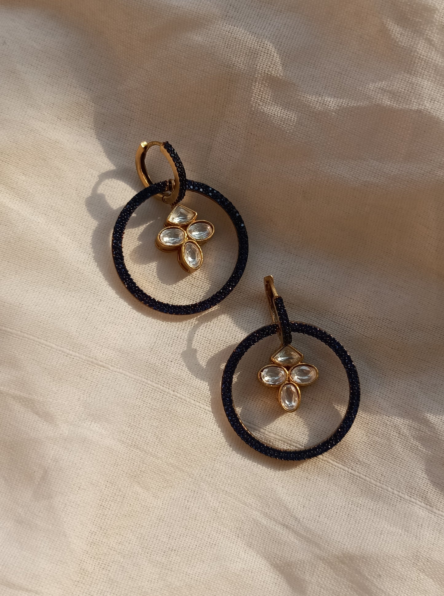 Petal-Enlivened Blue Hoops