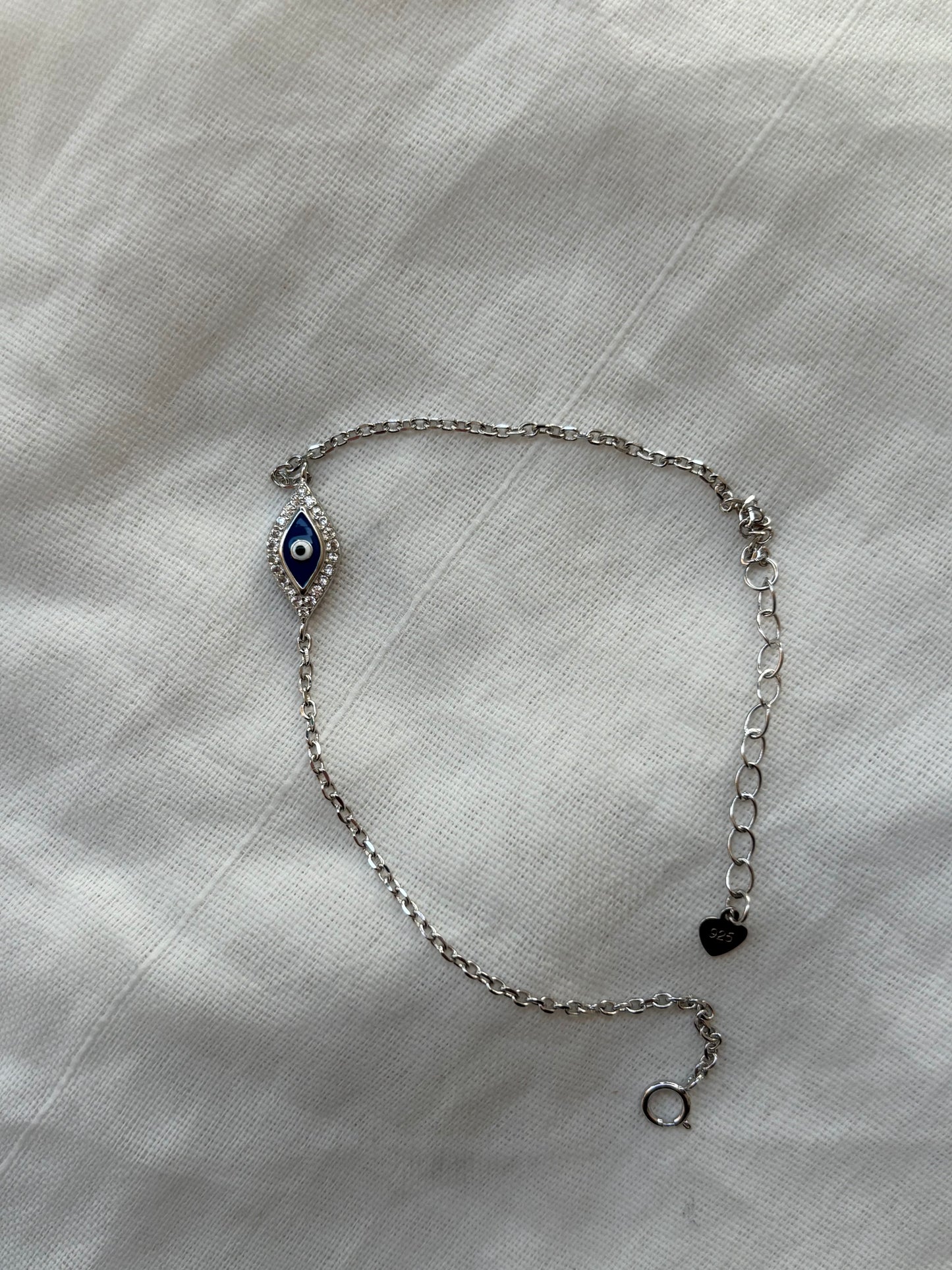 Elongated Eye Silver Bracelet