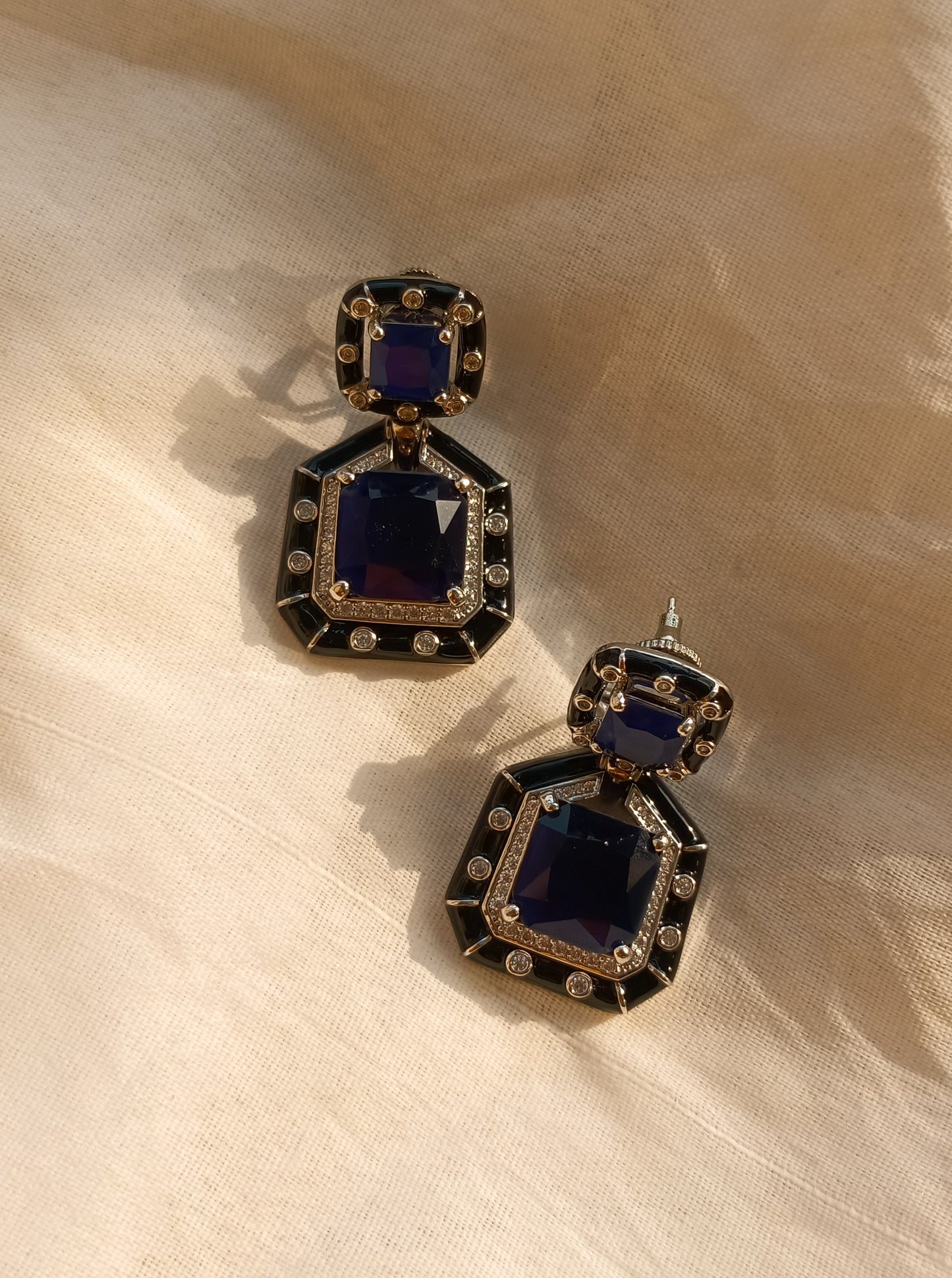 Black Pentagon Earrings