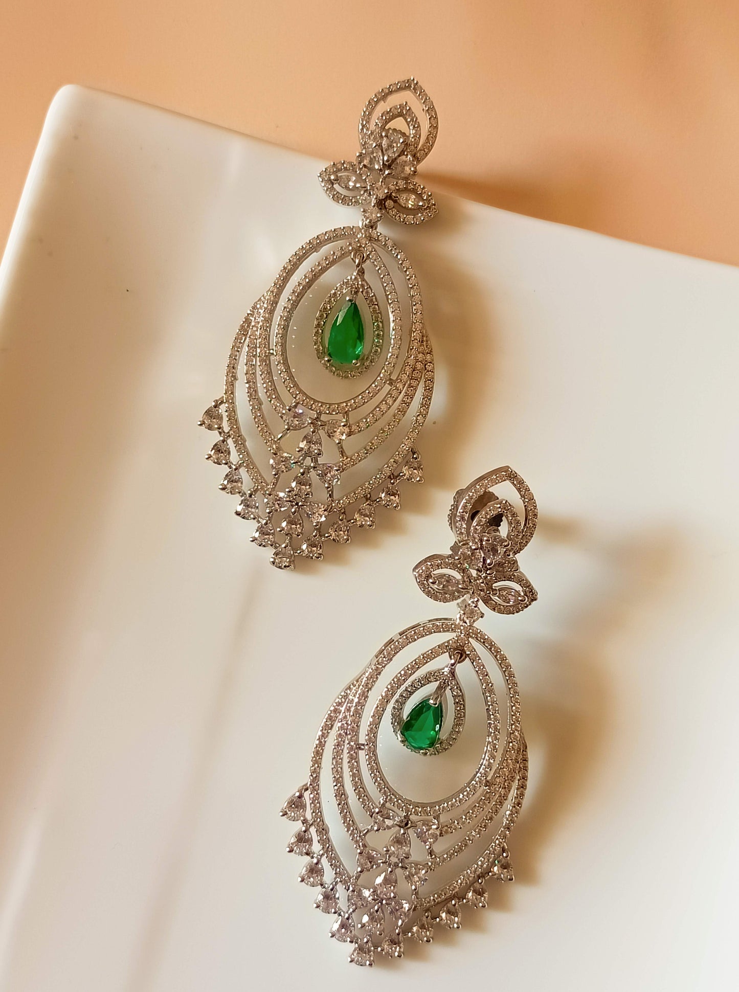 Natures Whispers Emerald Danglers