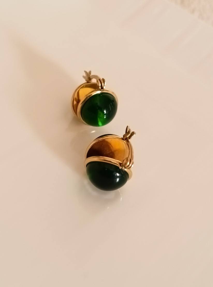 Green Sphere Earrings