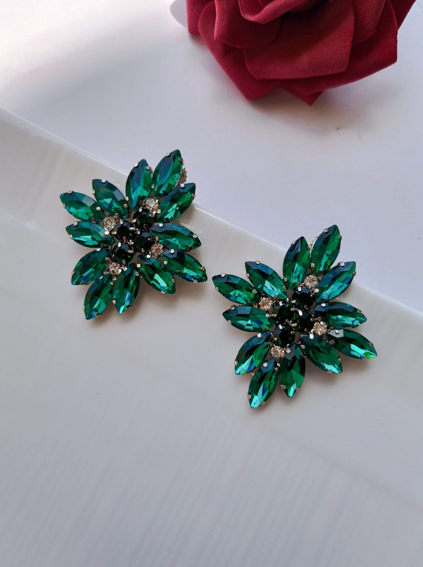 Green Nocturnal Blossom Earrings
