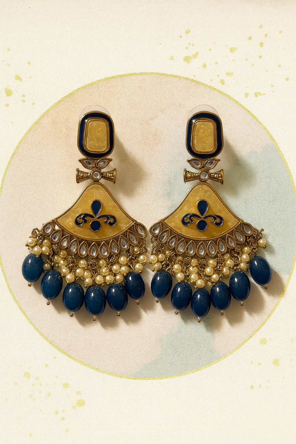 Majestic Sapphire Kundan Earrings