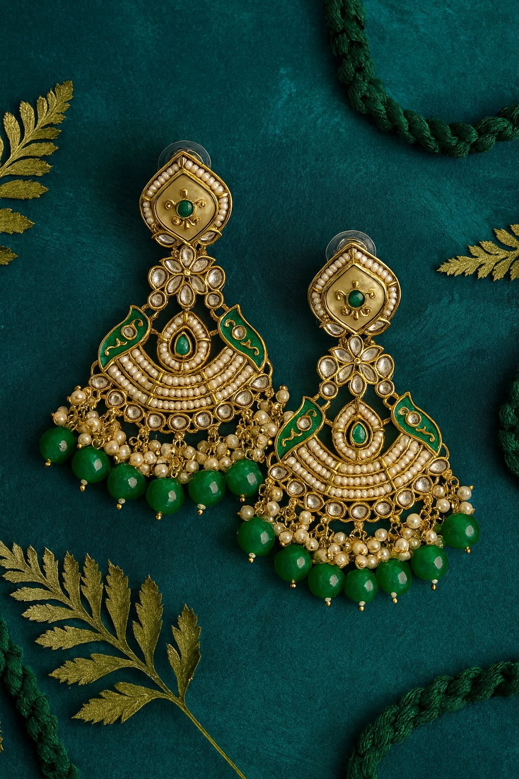 Gilded Pearl & Enamel Chandbalis