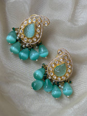 Aqua Teardrop Paisley Earrings