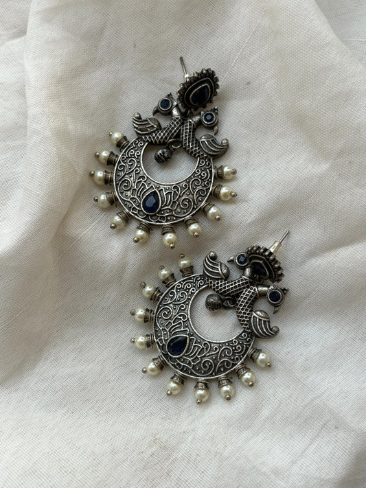 Peacock Oxidized Chandbali