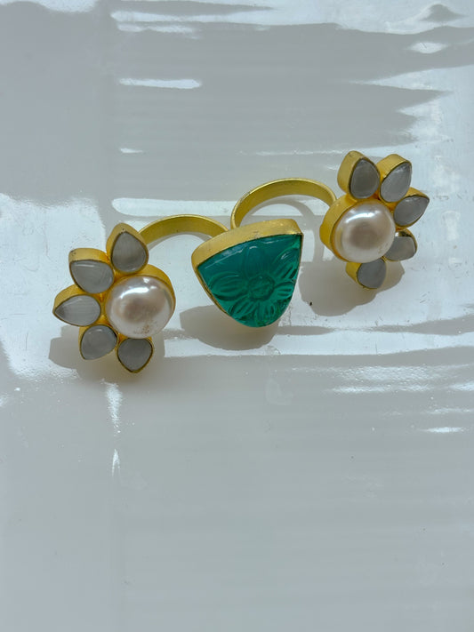 Jade Bloom Pearl Ring