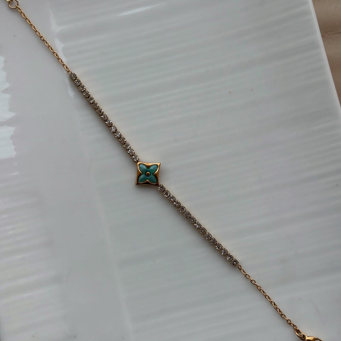 Gold Teal Charm Bracelet