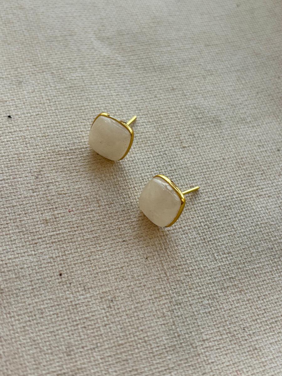 Peach Minimal Natural Stone Earrings