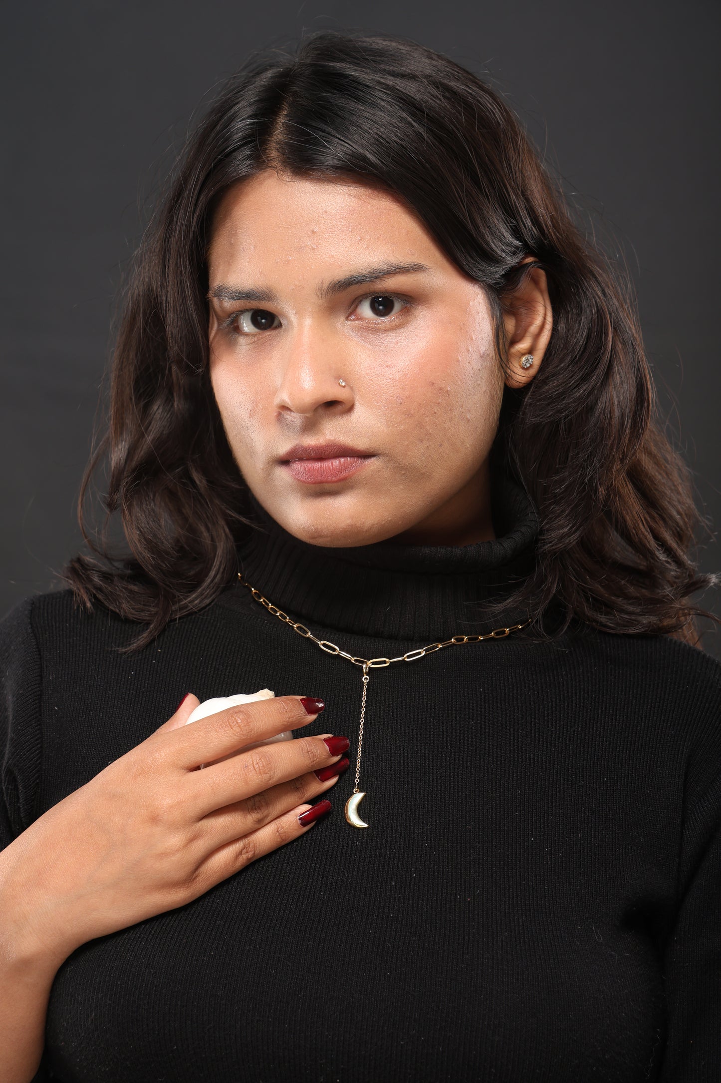 Golden Lunar Drop Charm Pendant