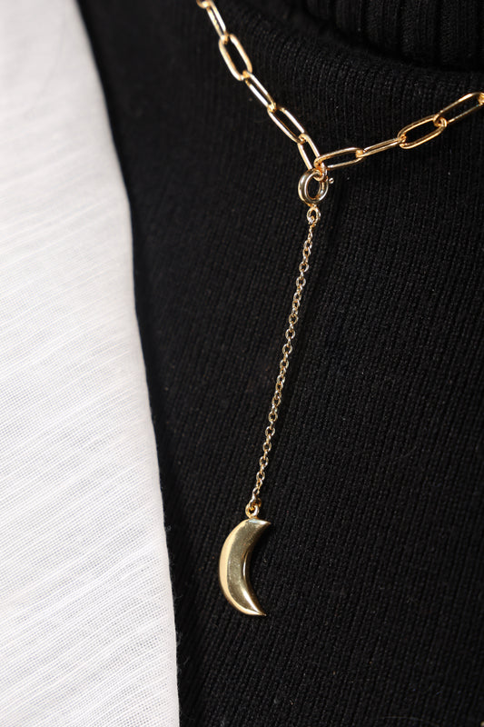 Golden Crescent Moon Drop Charm