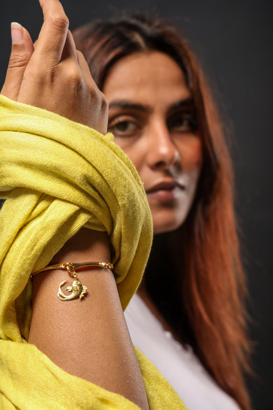 Golden Koi Grace Charm with Aqua-Stone Eye