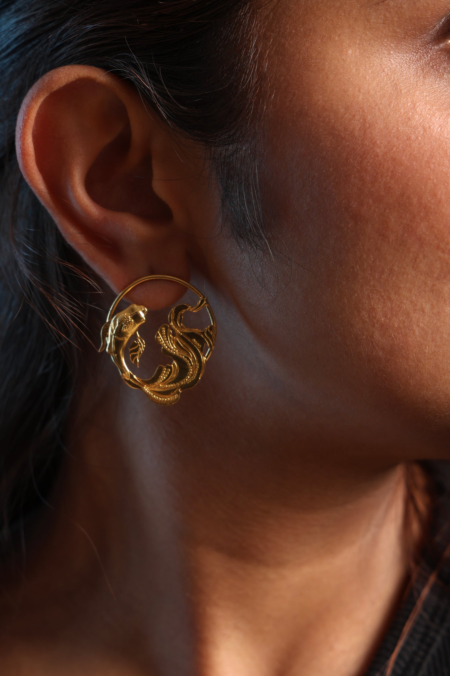 Sacred Koi Fish Halo Earrings