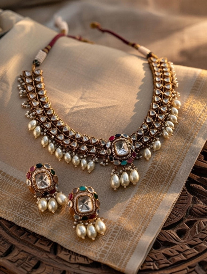 Riwaayat Pearl Kundan Bridal Set