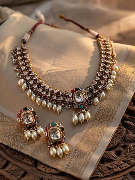 Riwaayat Pearl Kundan Bridal Set