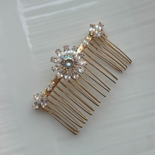 Gold Sparkle Floral Comb