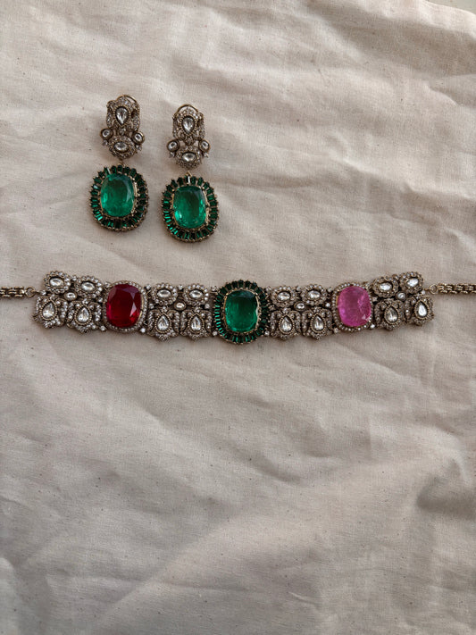 Luxe Gemstone Statement Choker Set
