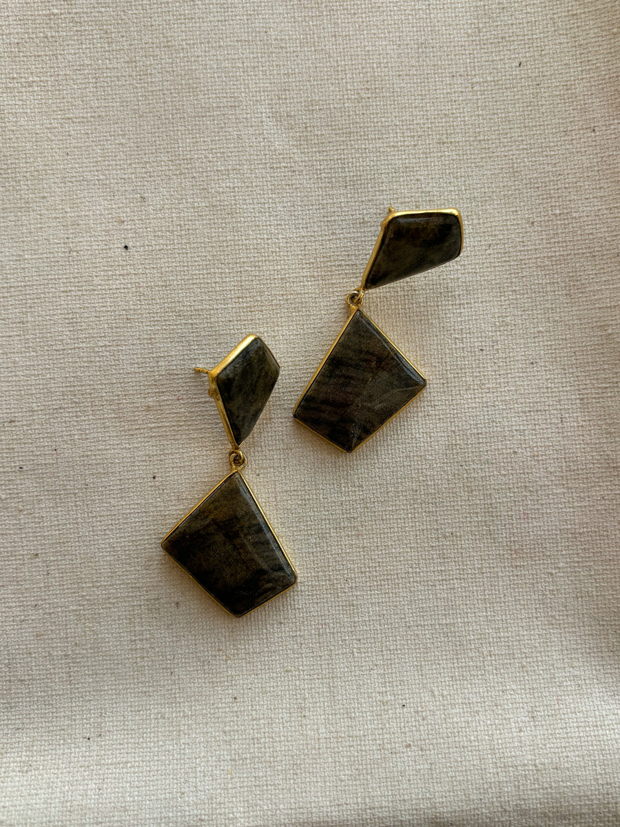 Luna Black Natural Stone Earrings
