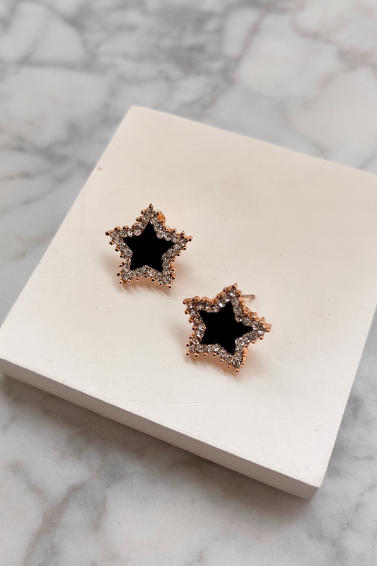 Star Earrings with Crystal Border – Glamorous Earrings