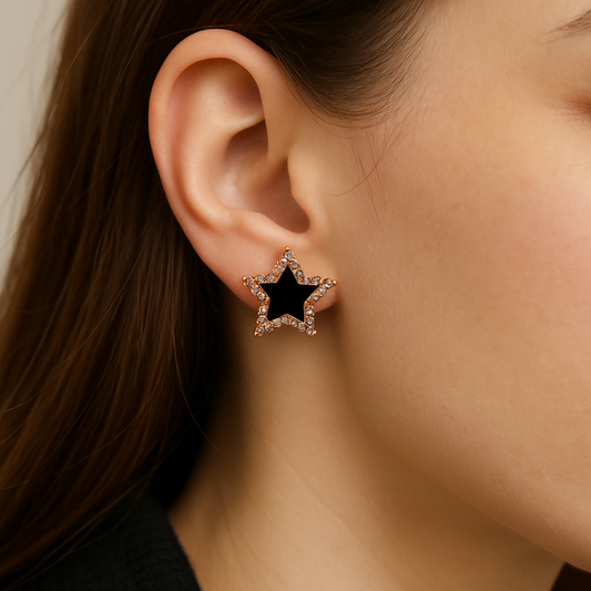 Star Earrings with Crystal Border – Glamorous Earrings