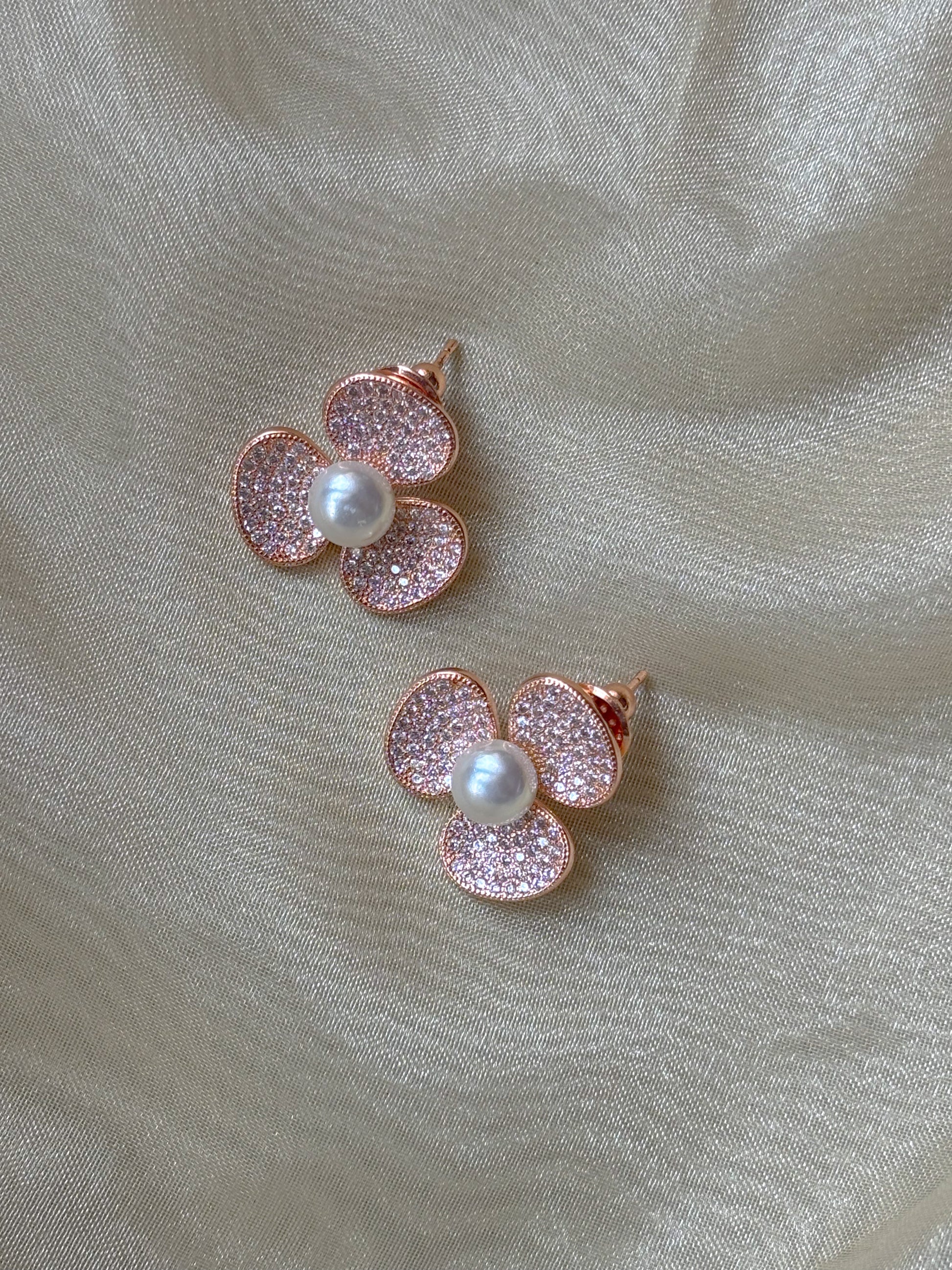 Pearl Blossom Rose Gold Studs