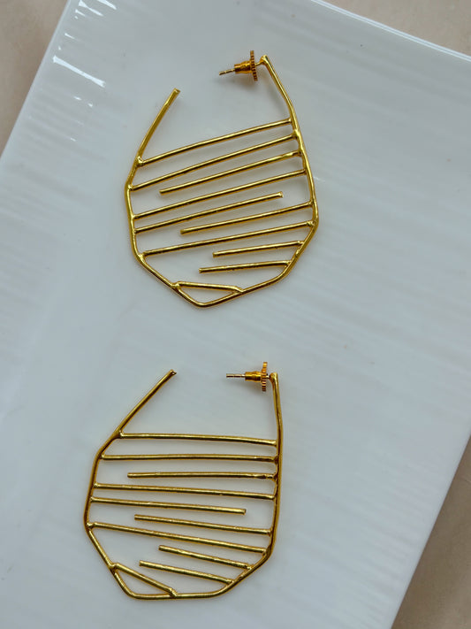 Gold Lattice Drop Earrings