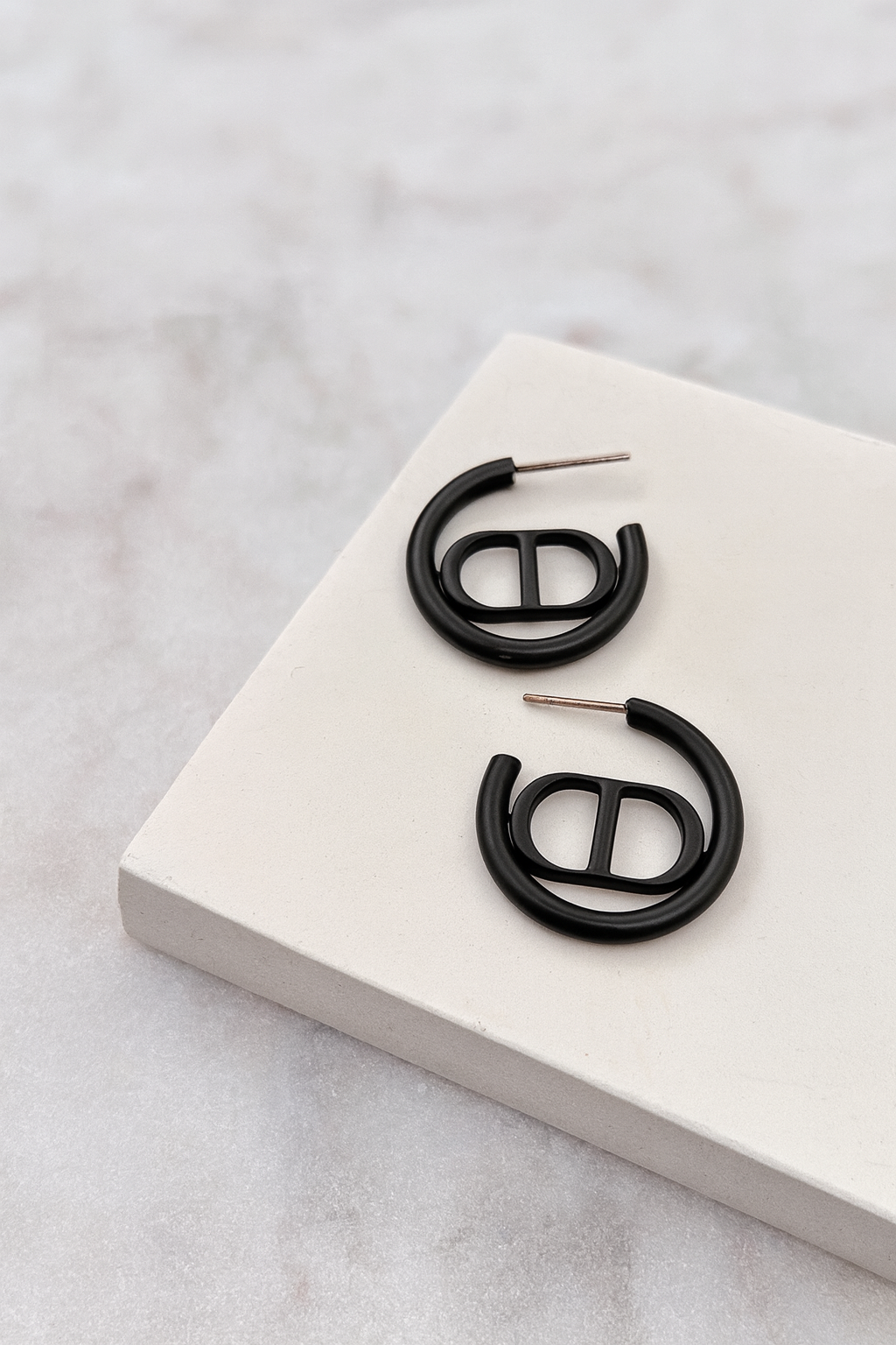 Black Hoop Earrings – Minimalist Modern