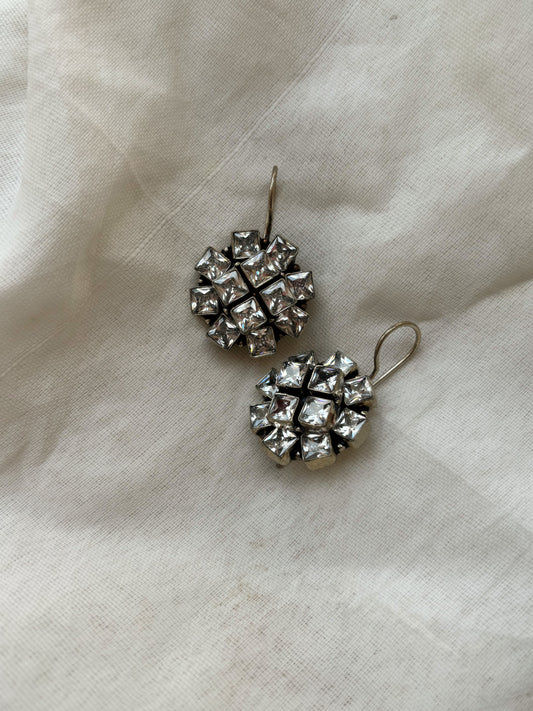 Mystic Moonstone Oxidized Hook Earrings