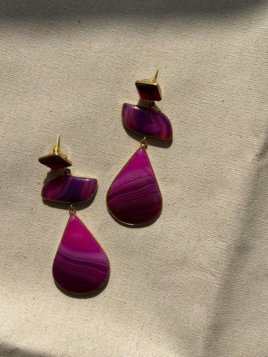 Bougainvillea Natural Stone Earrings