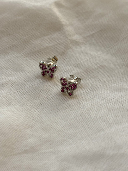 Regency Ruby Butterfly Silver Earrings