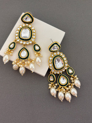 Rajwada Kundan Chandbali Earrings