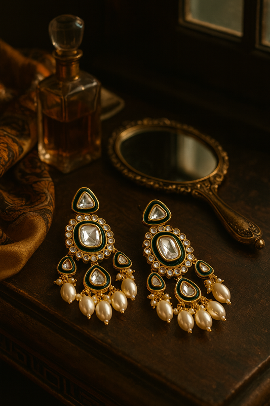 Rajwada Kundan Chandbali Earrings
