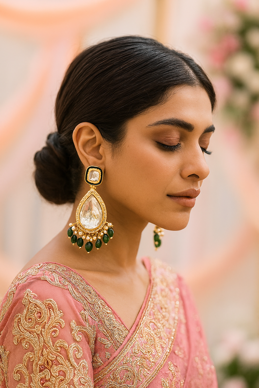 Emerald Celestial Kundan Earrings