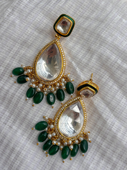 Emerald Celestial Kundan Earrings