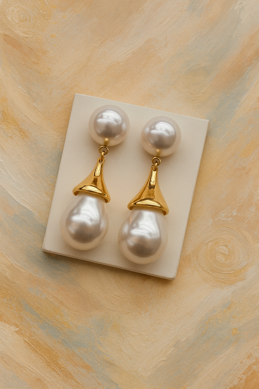 Pearl Earrings with Gold Hooks