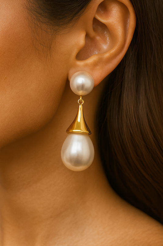Pearl Earrings with Gold Hooks